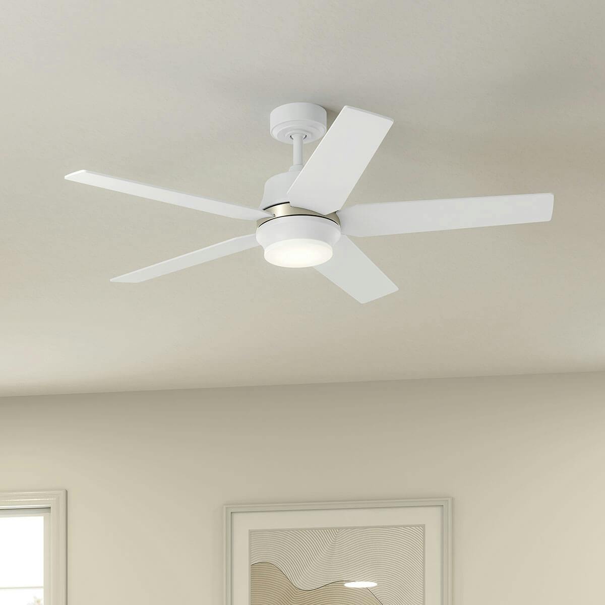 Day time bedroom image featuring Brahm ceiling fan 300059MWH