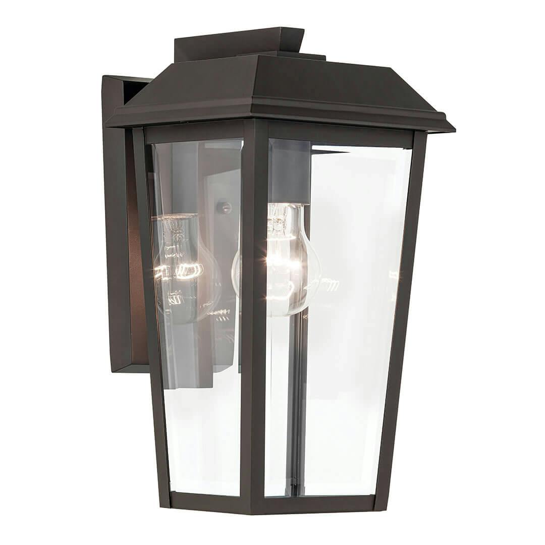 The Mathus 13" 1 Light Outdoor Wall Light with Clear Glass in Olde Bronze on a white background