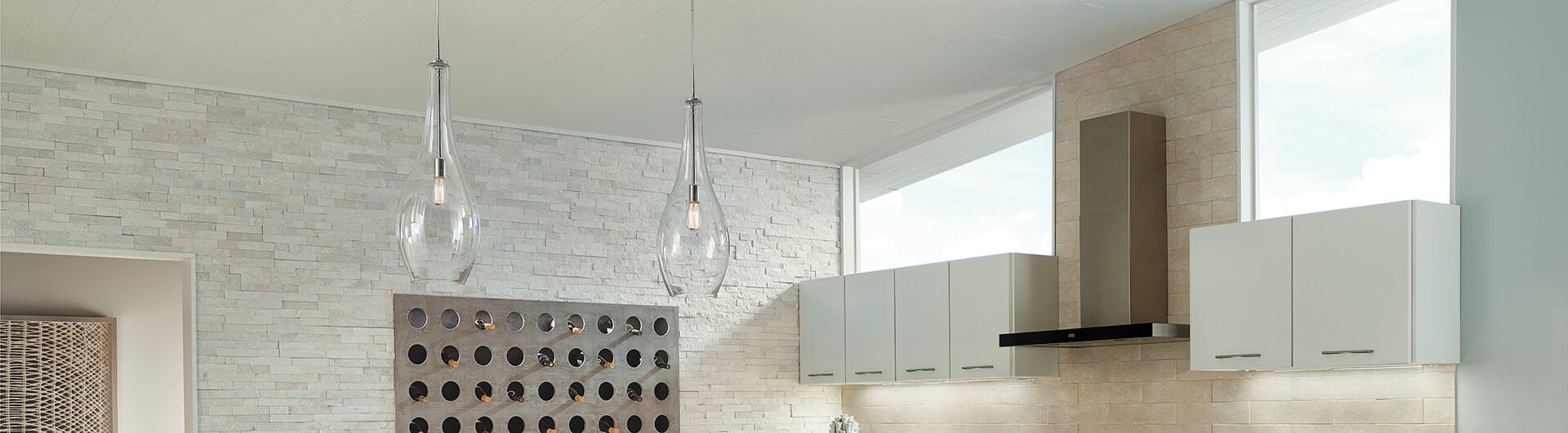 Brightly lit kitchen featuring under cabinet tape lighting 