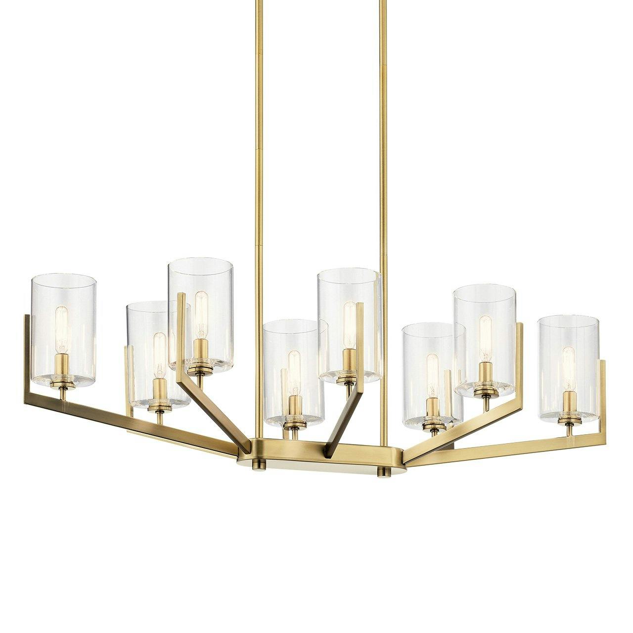 Nye 14.75" 8 Light Oval Chandelier Brass without the canopy on a white background