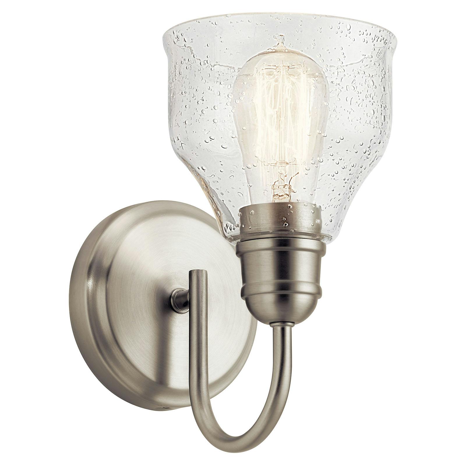 The Avery 9.25" 1 Light Vanity Light Nickel facing up on a white background