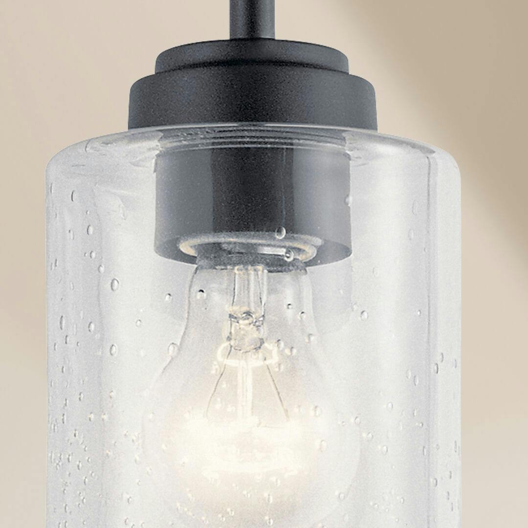 Close up view of the Winslow™ 1 Light Mini Pendant Black on a white background
