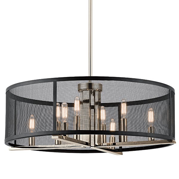 Titus 9.75" 8 Light Chandelier in Nickel on a white background