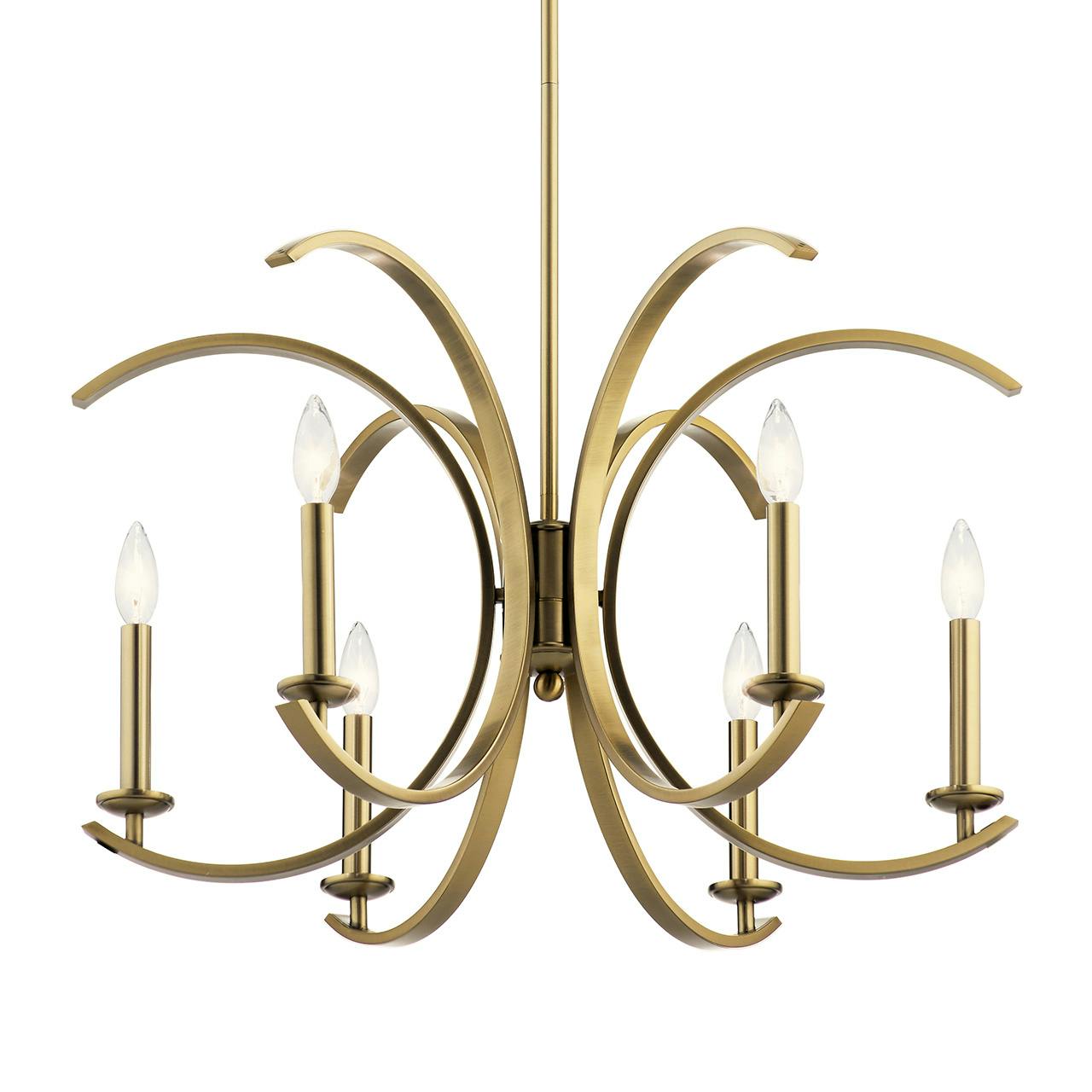 Cassadee 16.5" 6 Light Chandelier Brass without the canopy on a white background