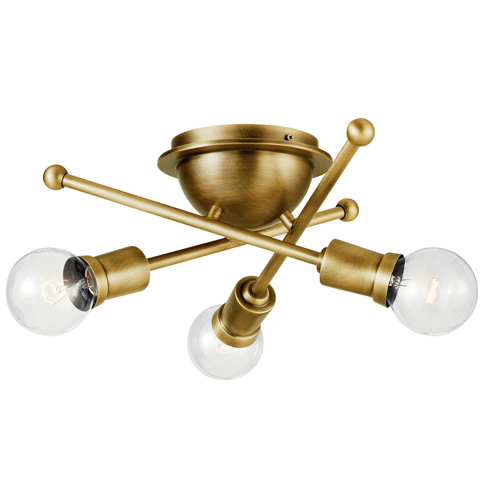 Armstrong 3 Light Flush Mount Brass on a white background