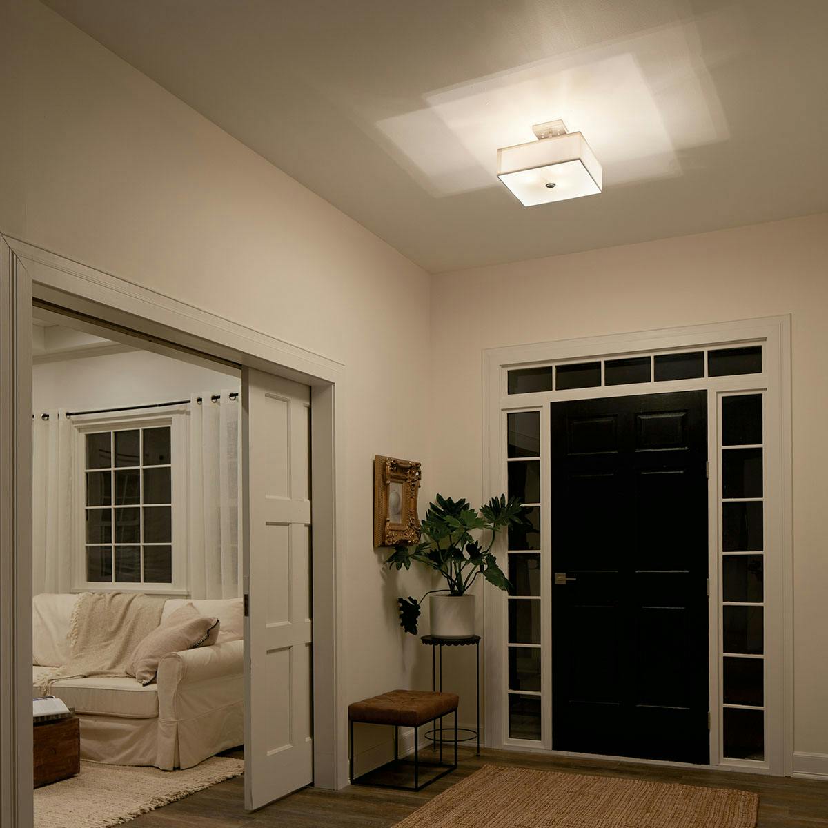 Night time Hallway image featuring Shailene flush mount light 43691NI
