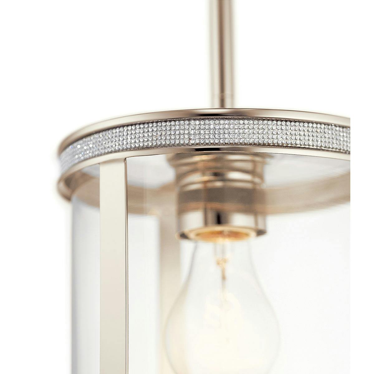 Close up view of the Angelica 1 Light Mini Pendant Nickel on a white background