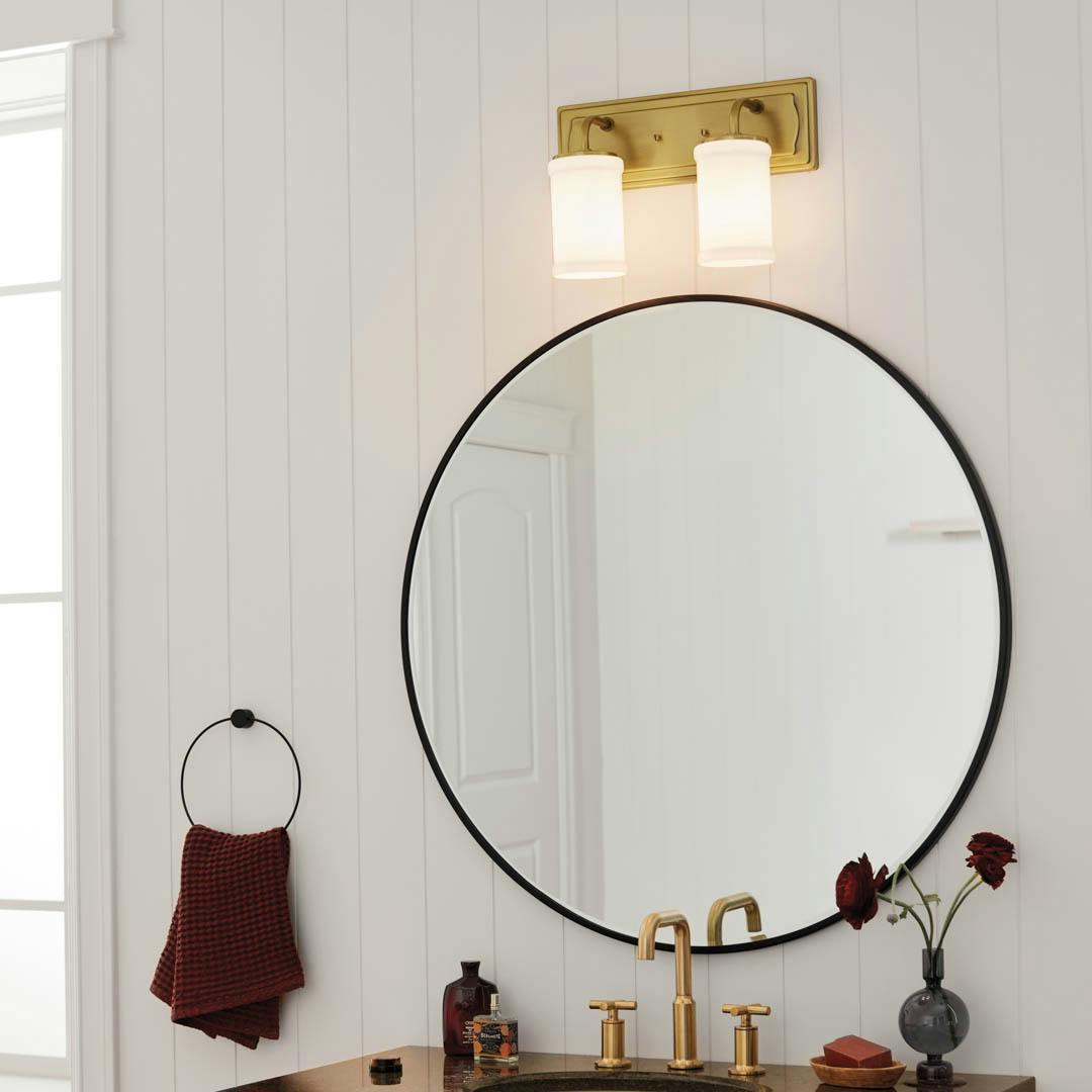 Day time bathroom featuring Vetivene vanity light 55130NBR