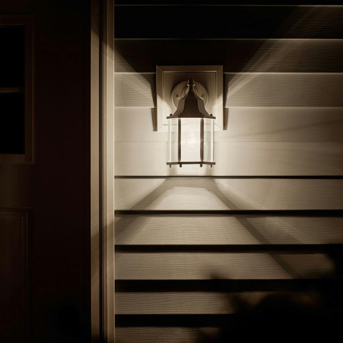 Night time Exterior image featuring Chesapeake outdoor wall light 9774WH