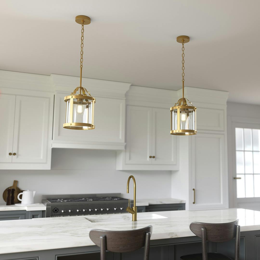 Day time view of the Farona 10.5" 1 Light Pendant Classic Gold