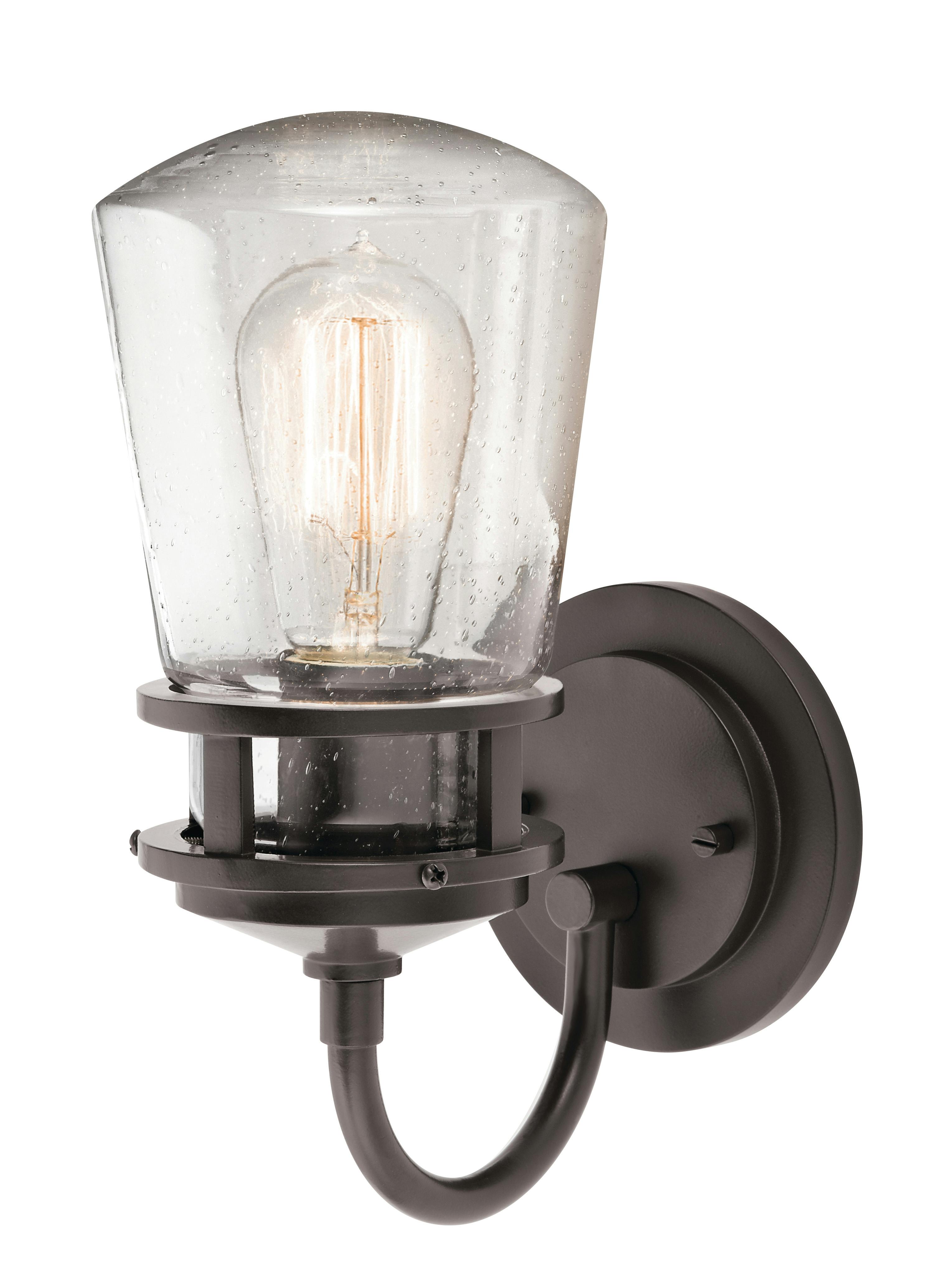 The Lyndon™ 11.25" 1 light wall light with clear seeded glass mounted up