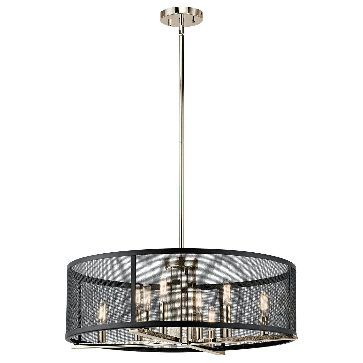 Titus 9.75" 8 Light Chandelier in Nickel on a white background