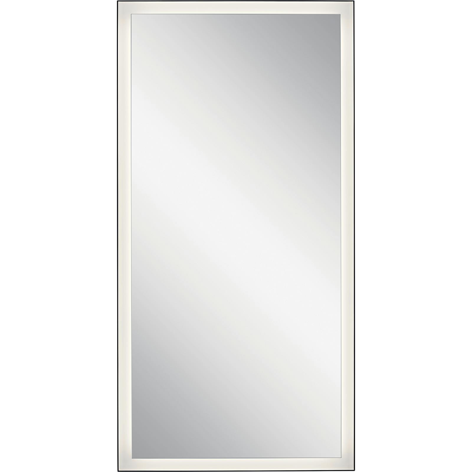 Front view of the Ryame™ 30" Lighted Mirror Black on a white background