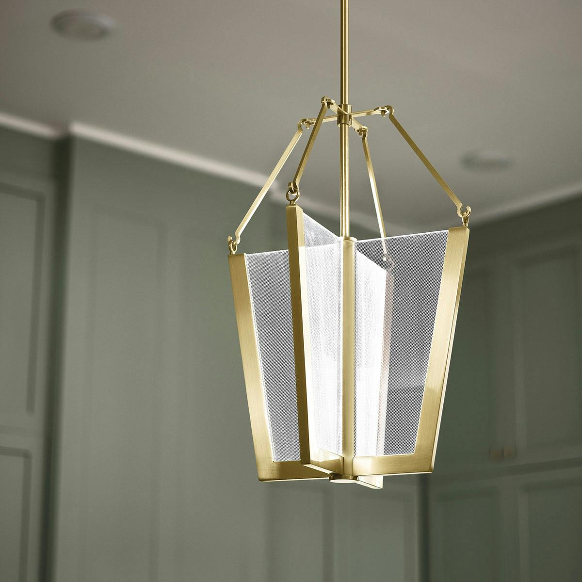 Night time Kitchen with Calters 19.75" LED Pendant Champagne Gold