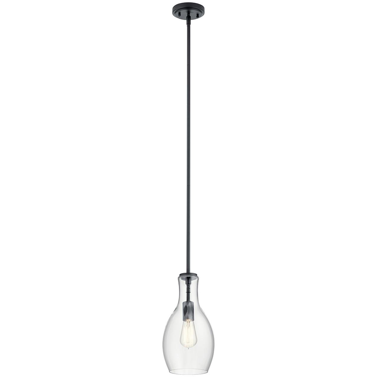 Everly 14" Hour Glass Pendant Clear Black on a white background
