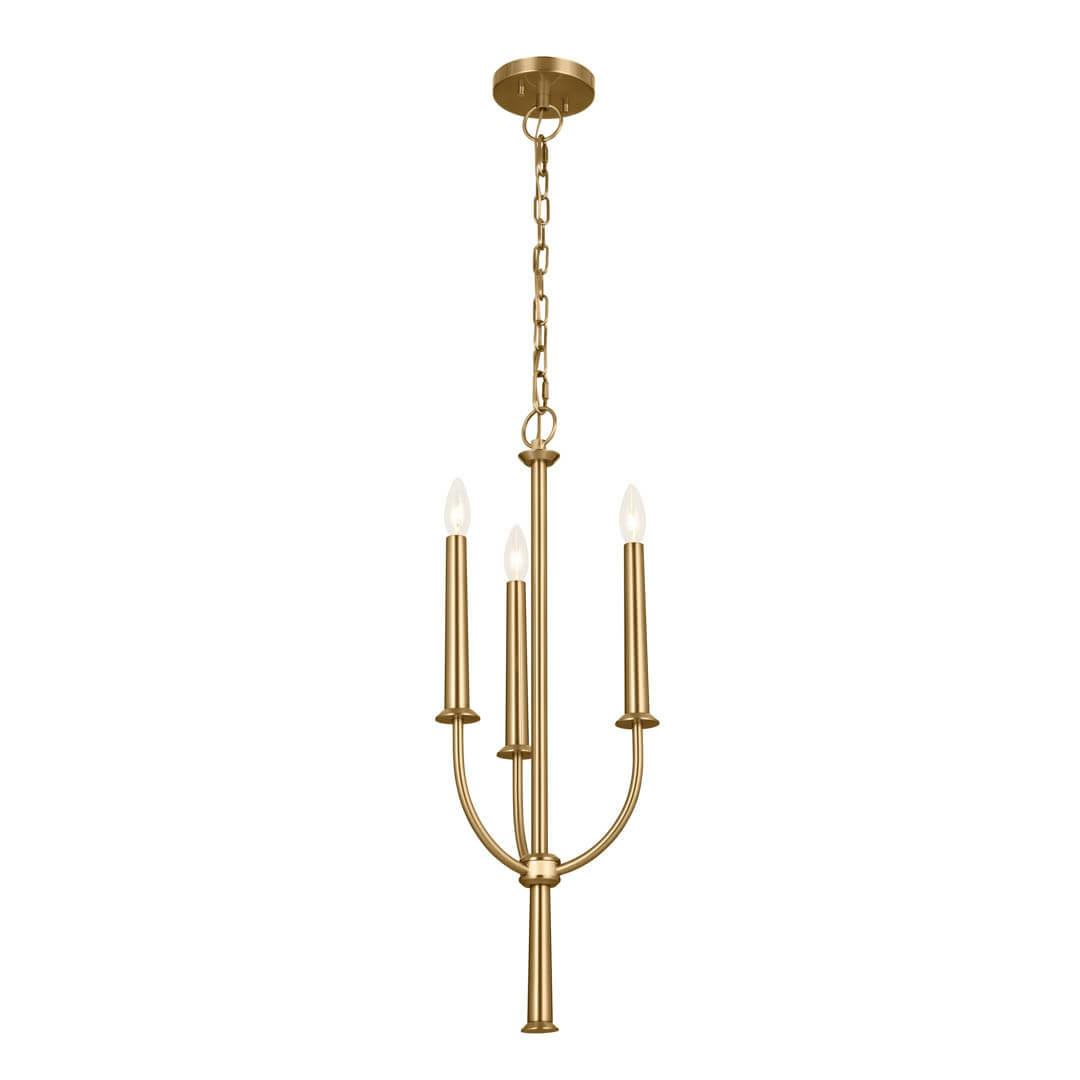 Florence 28.5" 3 Light Pendant Brushed Natural Brass on a white background