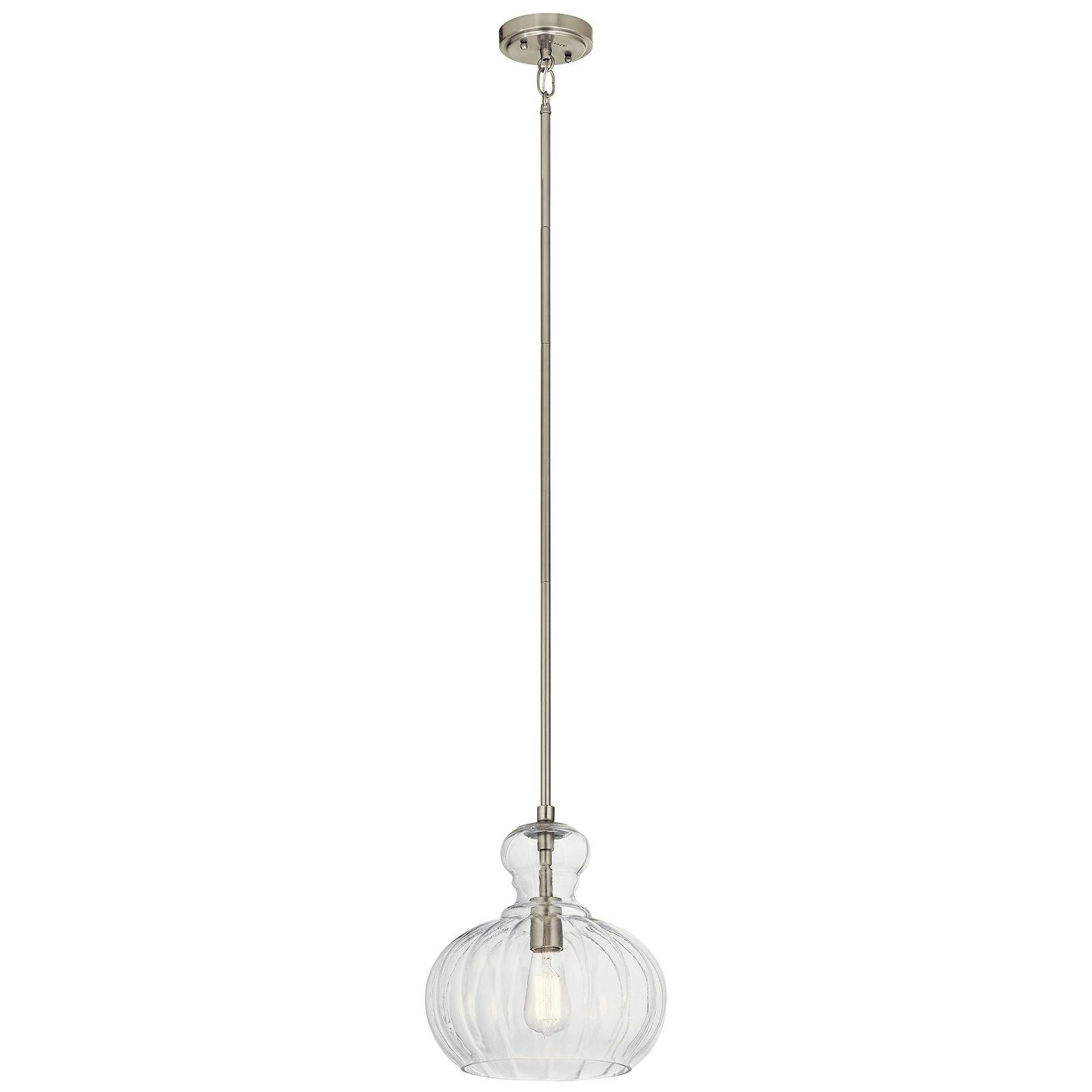 Riviera 13" 1 Light Pendant in Nickel on a white background