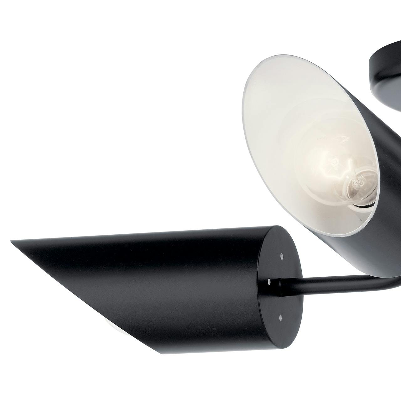 Close up view of the Trentino 4 Light Semi Flush Black on a white background