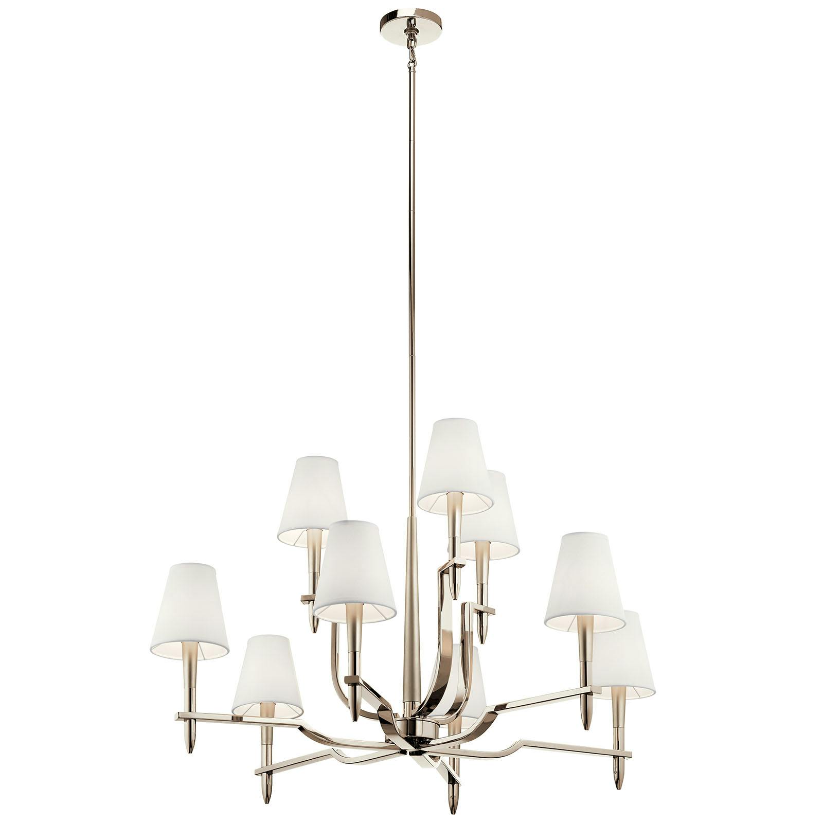 Kinsey 9 Light Chandelier Polished Nickel on a white background