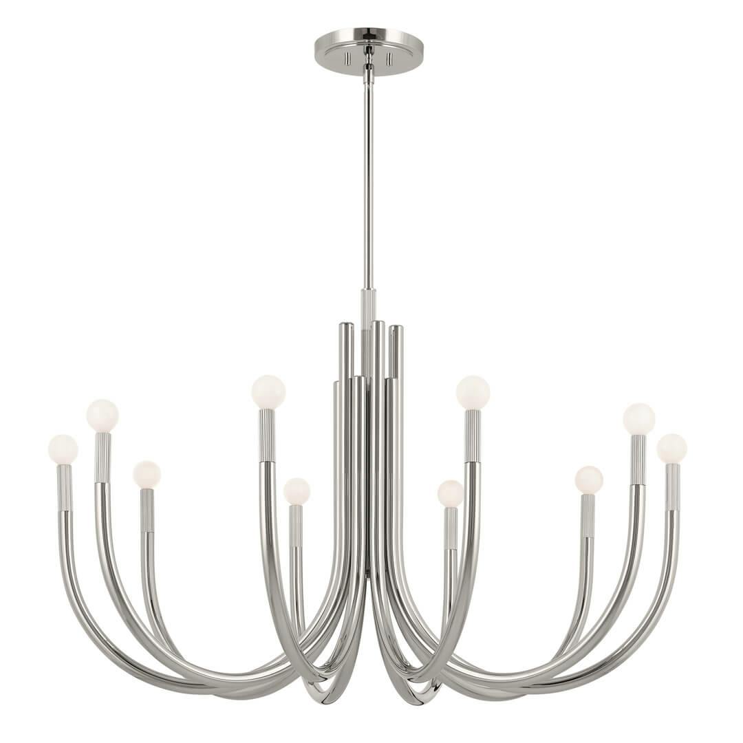 Odensa 40.25 Inch 10 Light Chandelier in Polished Nickel on a white background