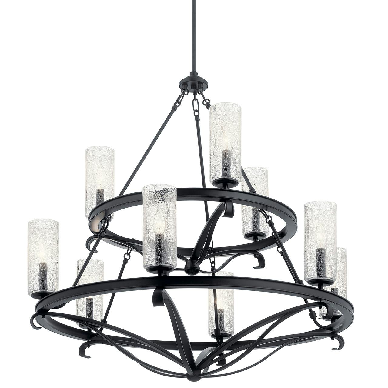 Krysia™ 9 Light Chandelier Black without the canopy on a white background