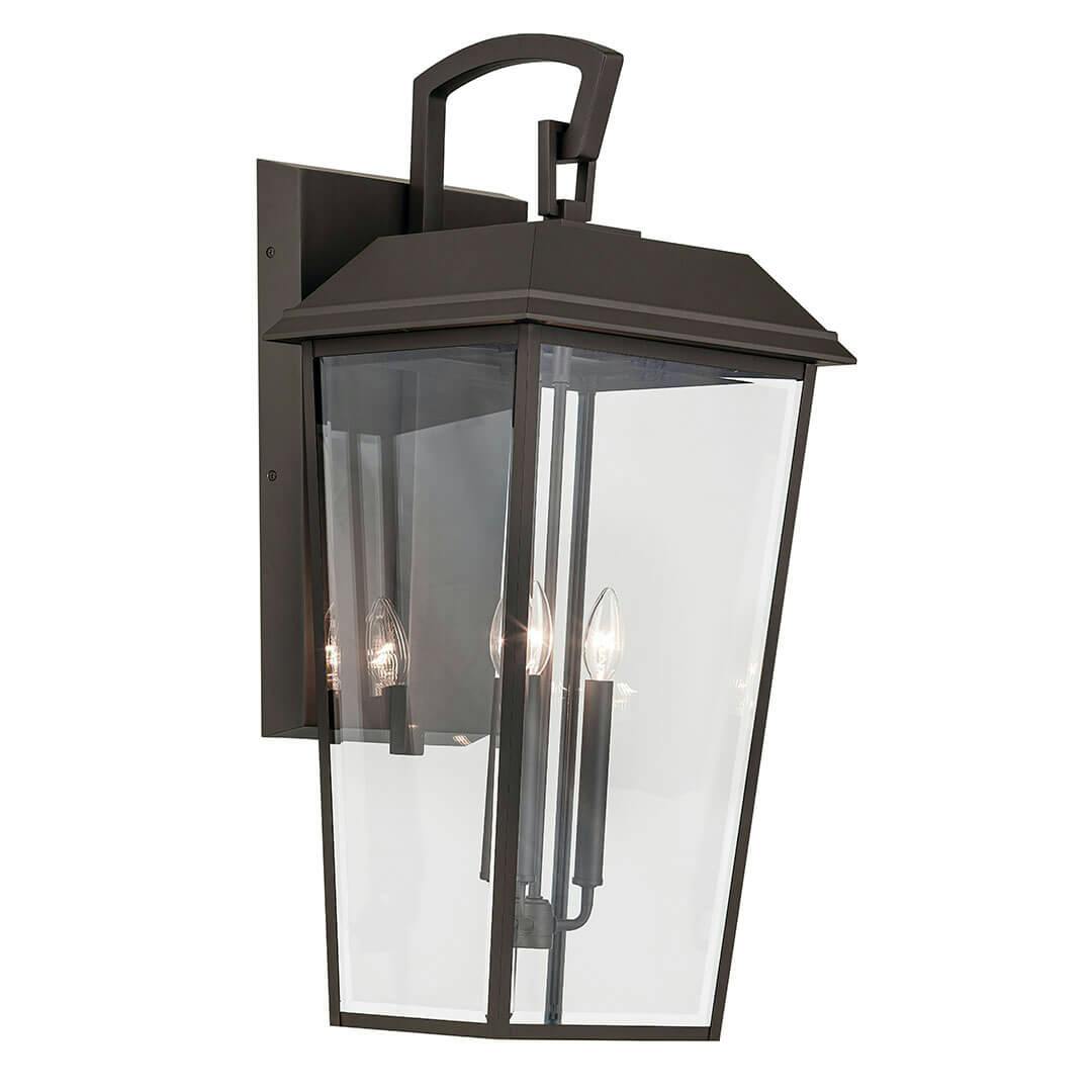 The Mathus 30.25" 3 Light Outdoor Wall Light with Clear Glass in Olde Bronze on a white background