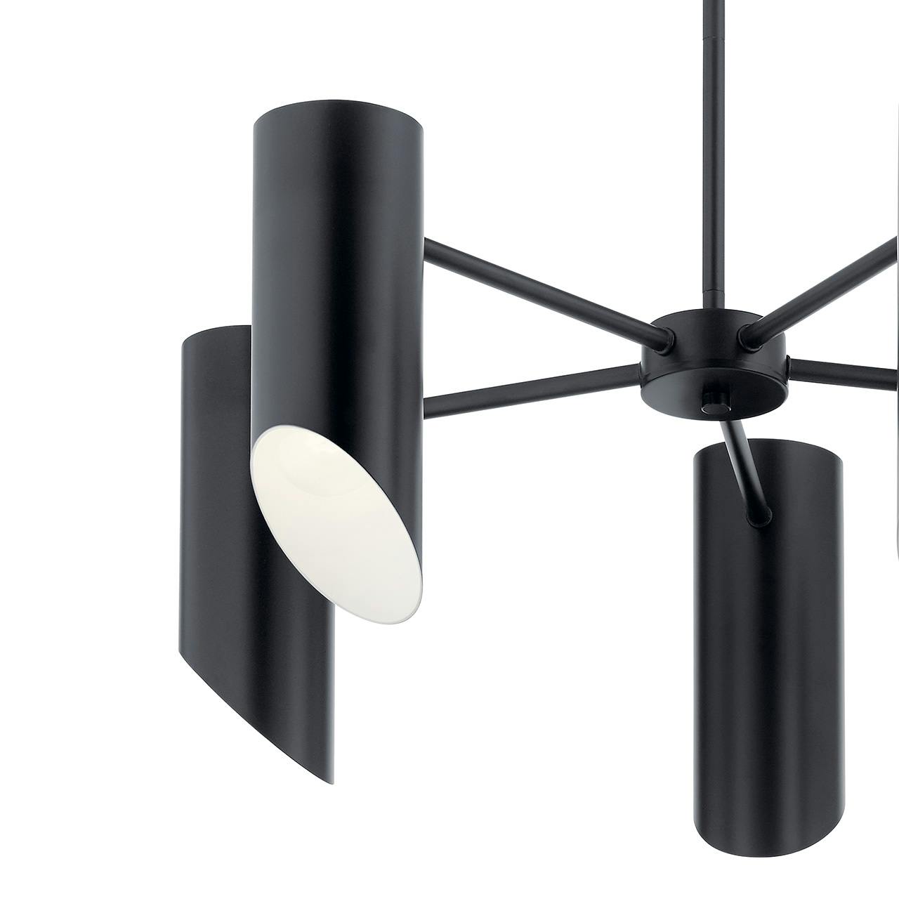 Close up view of the Trentino 5 Light Chandelier Black on a white background