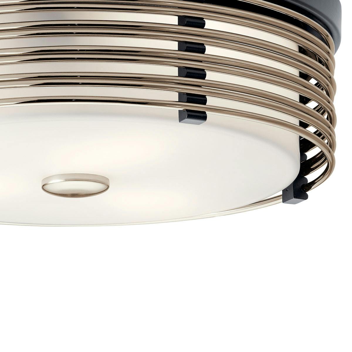 Close up view of the Bensimone 15.25", Flush Mount in Black on a white background