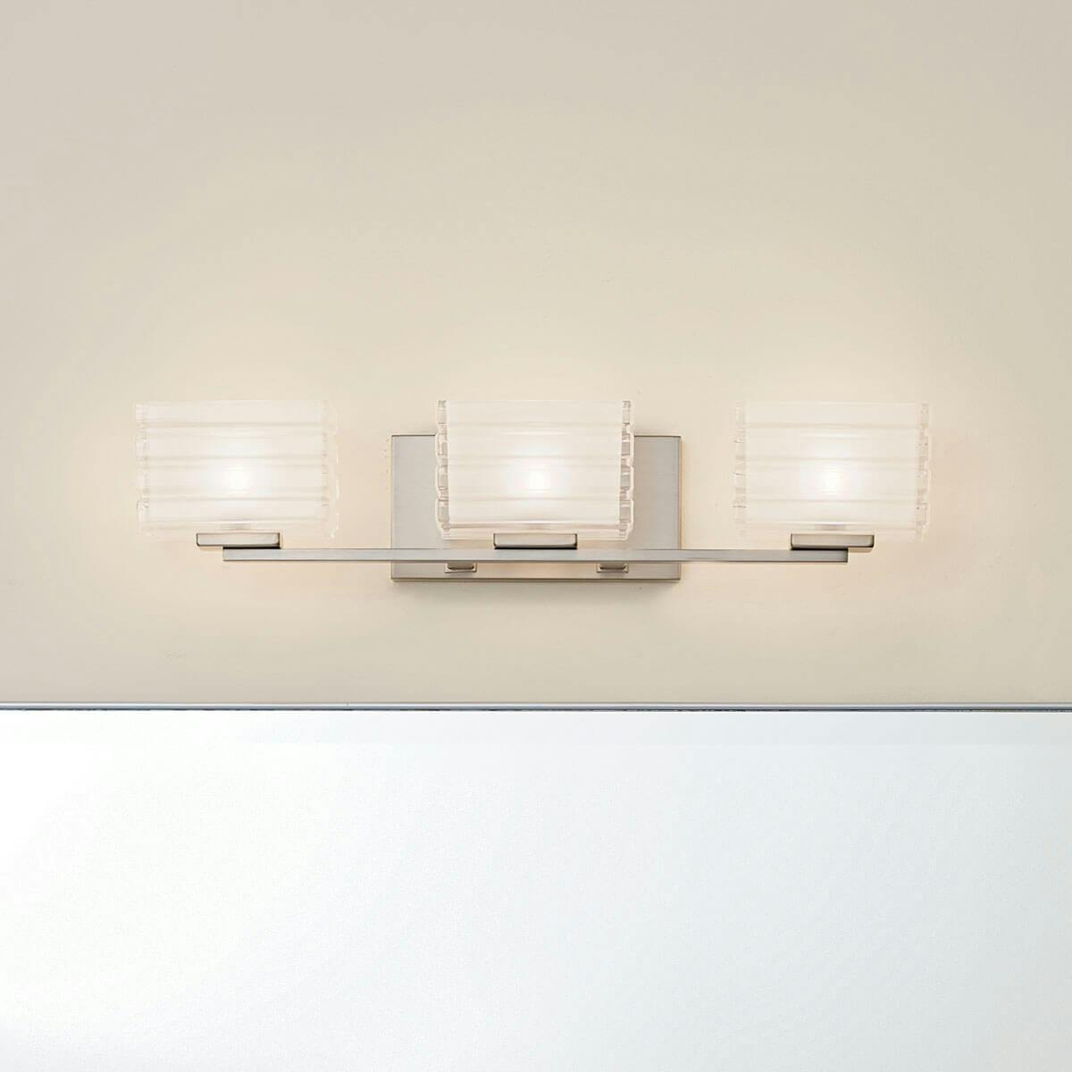 Day time Bathroom featuring Bazely vanity light 45479NI