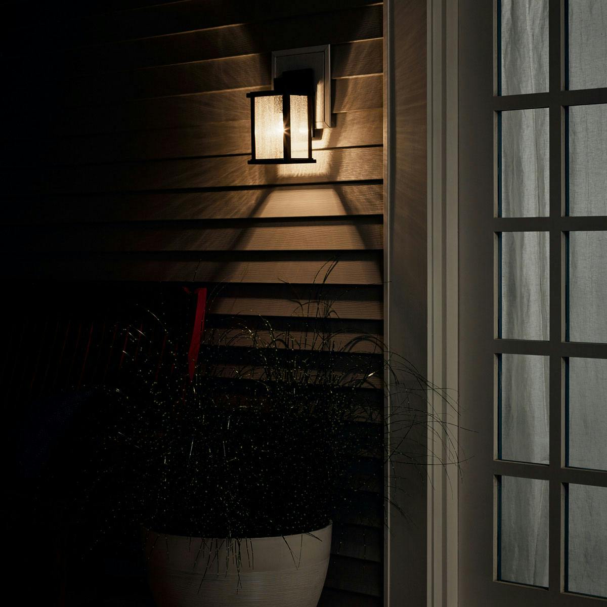Night time porch with Marimount 59016BK