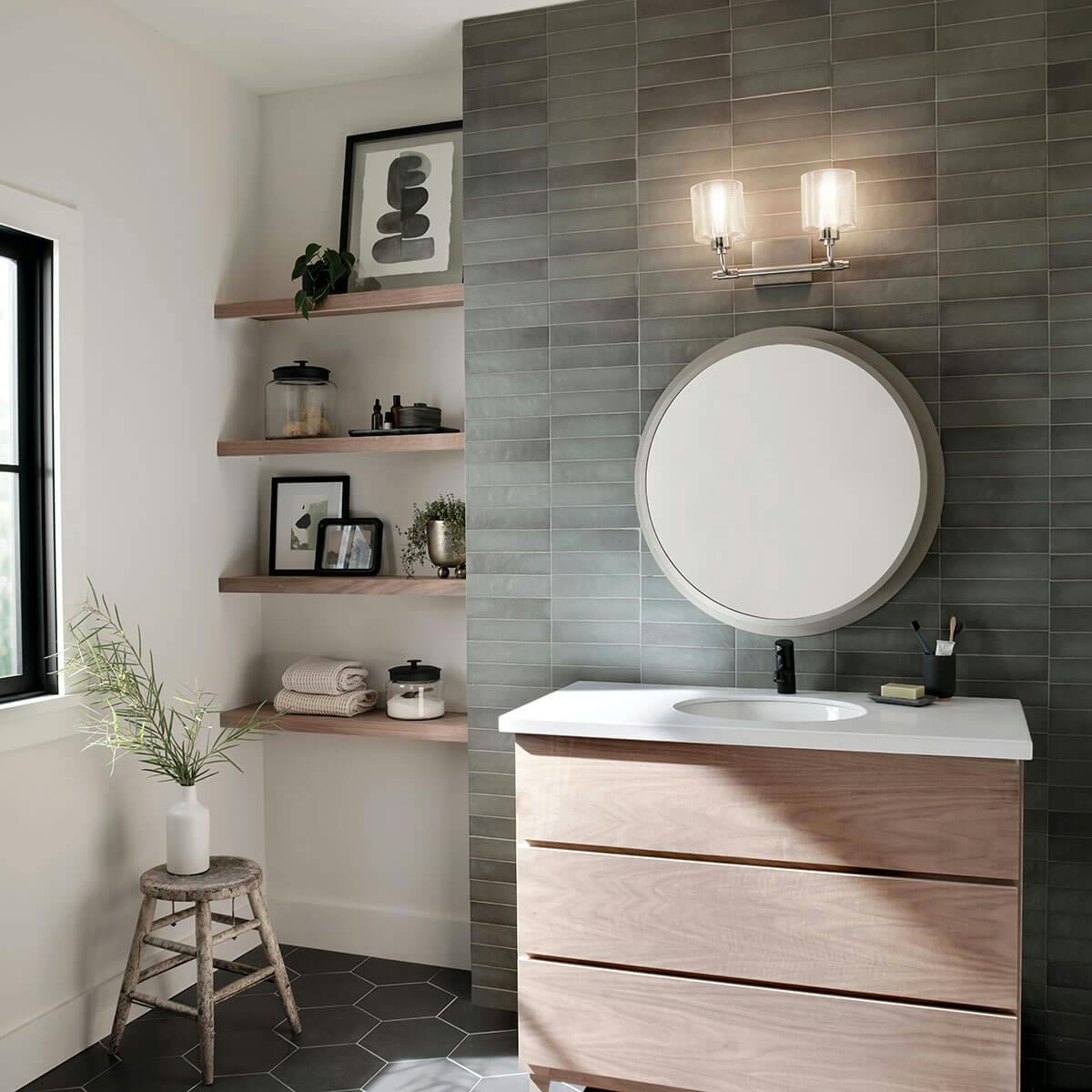 Day time Bathroom featuring Harvan vanity light 55106SN