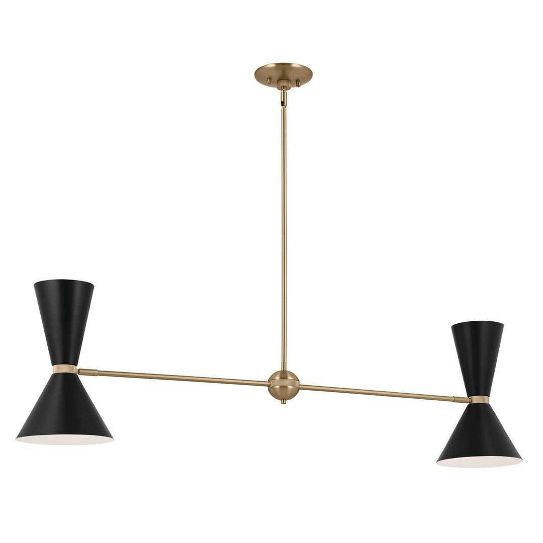 Phix 48 Inch 4 Light Linear Chandelier in Champagne Bronze with Black on a white background