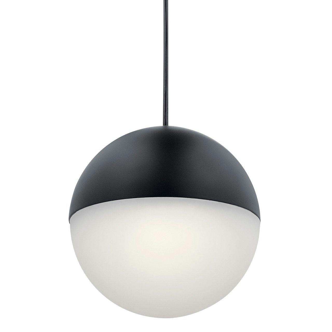 Moonlit 8" LED Pendant Matte Black without the canopy on a white background