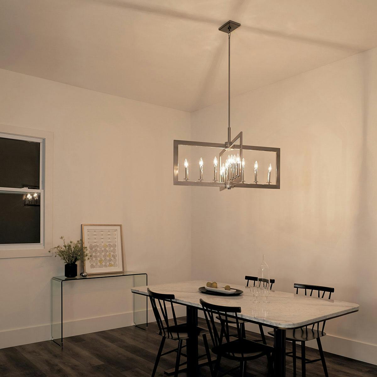 Night time dining room image featuring Cullen chandelier 43901CLP