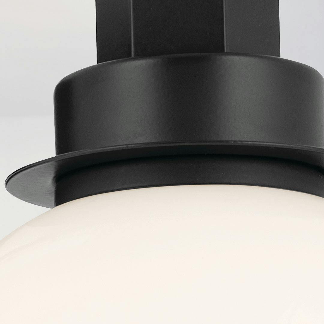 Close up view of the Hex 11.5 Inch 1 Light Wall Sconce with Opal Glass in Black