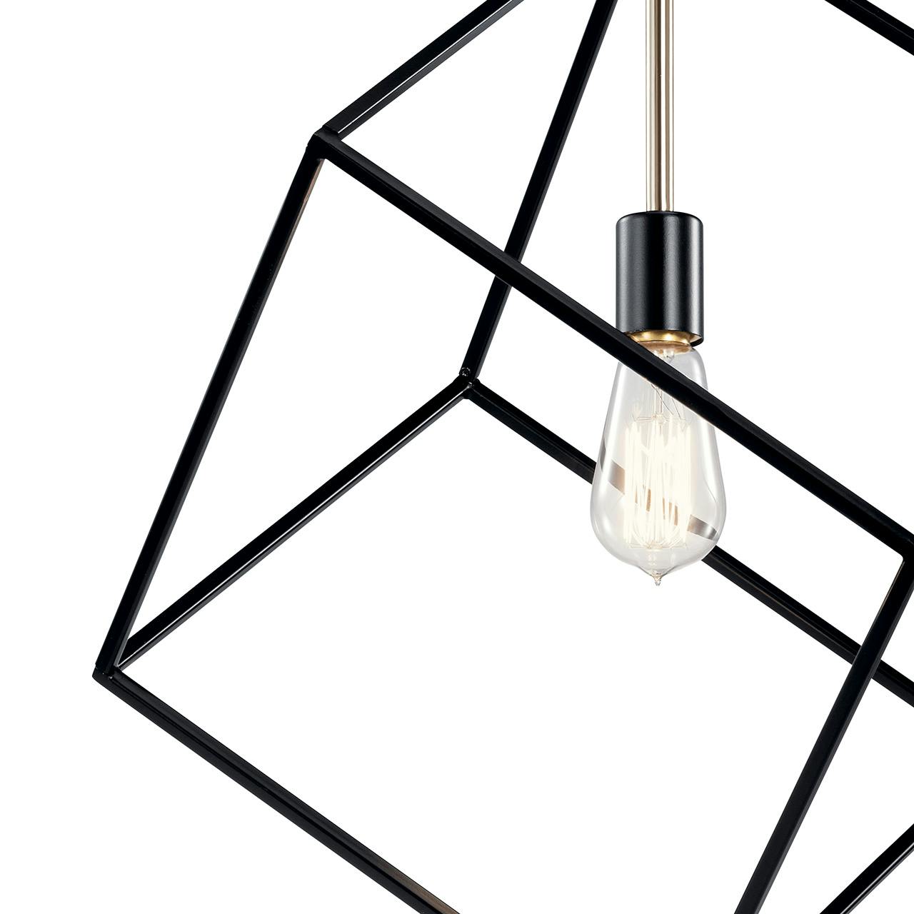 Close up view of the Cartone™ 1 Light Pendant in Black on a white background