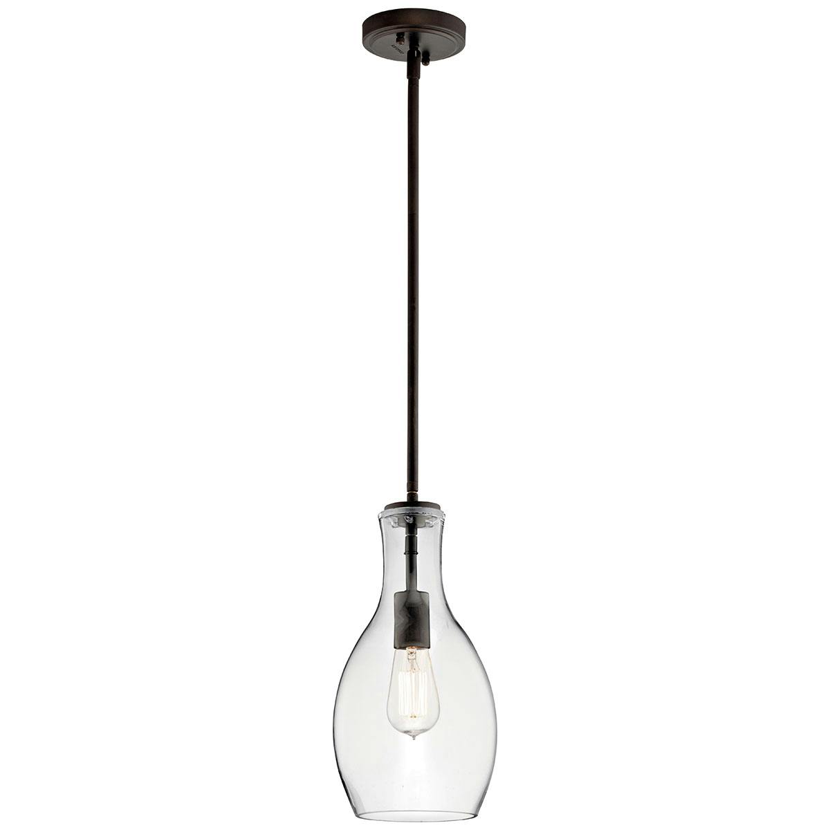Everly 13.75" Pendant Clear Glass Bronze on a white background
