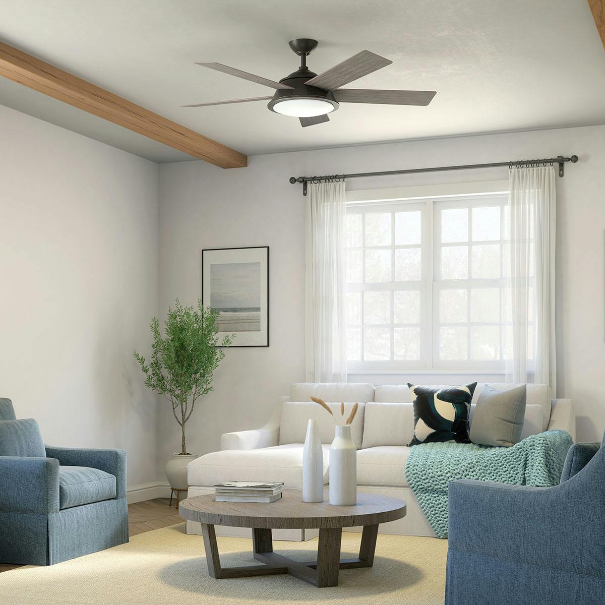 Day time living room image featuring Verdi ceiling fan 310100OZ