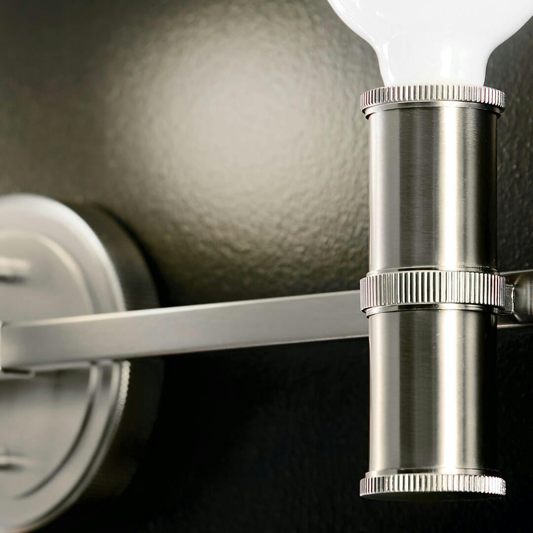 Close up of the Torche 24.25 Inch 3 Light Vanity in Brushed Nickel