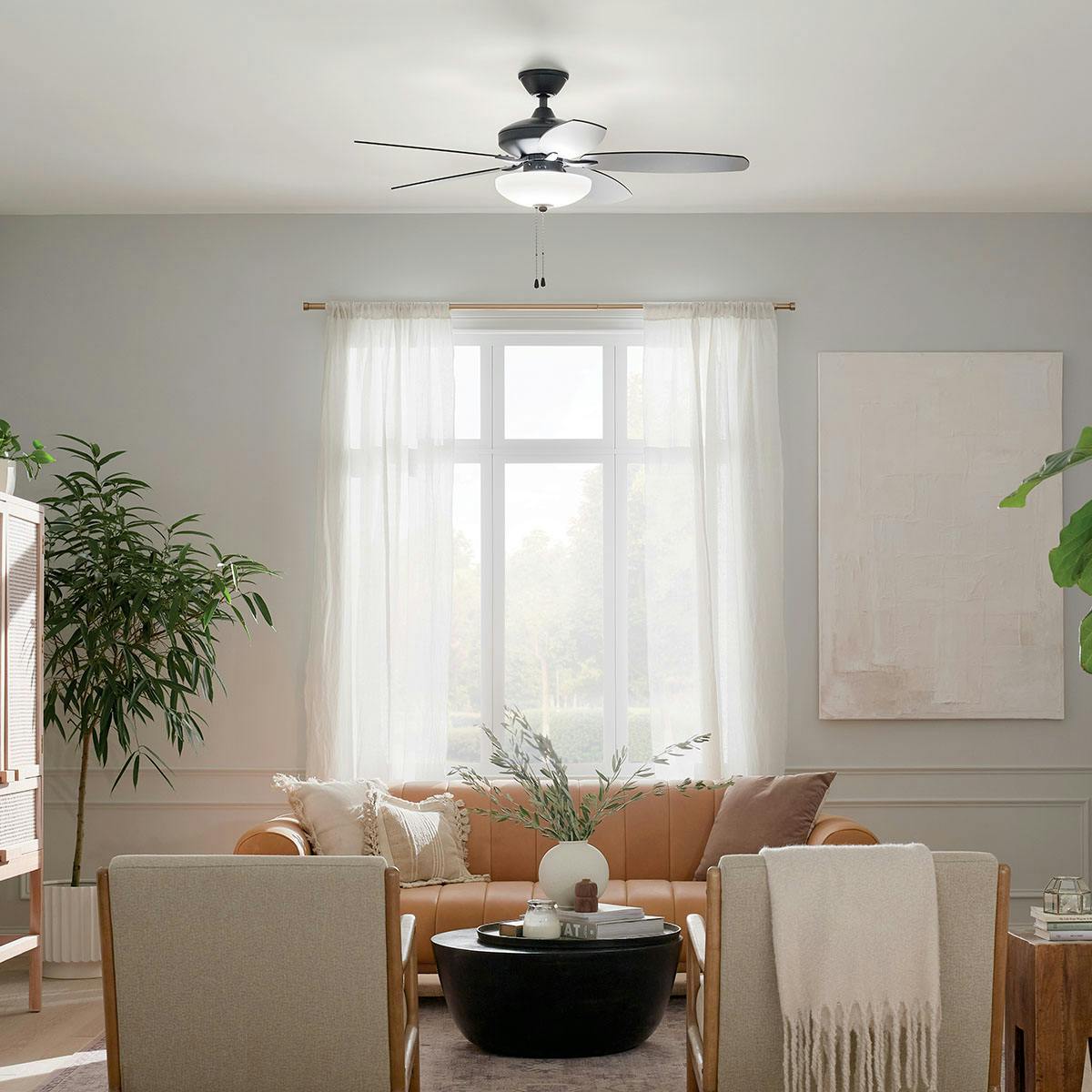 Day time living room featuring Renew ceiling fan 330161SBK
