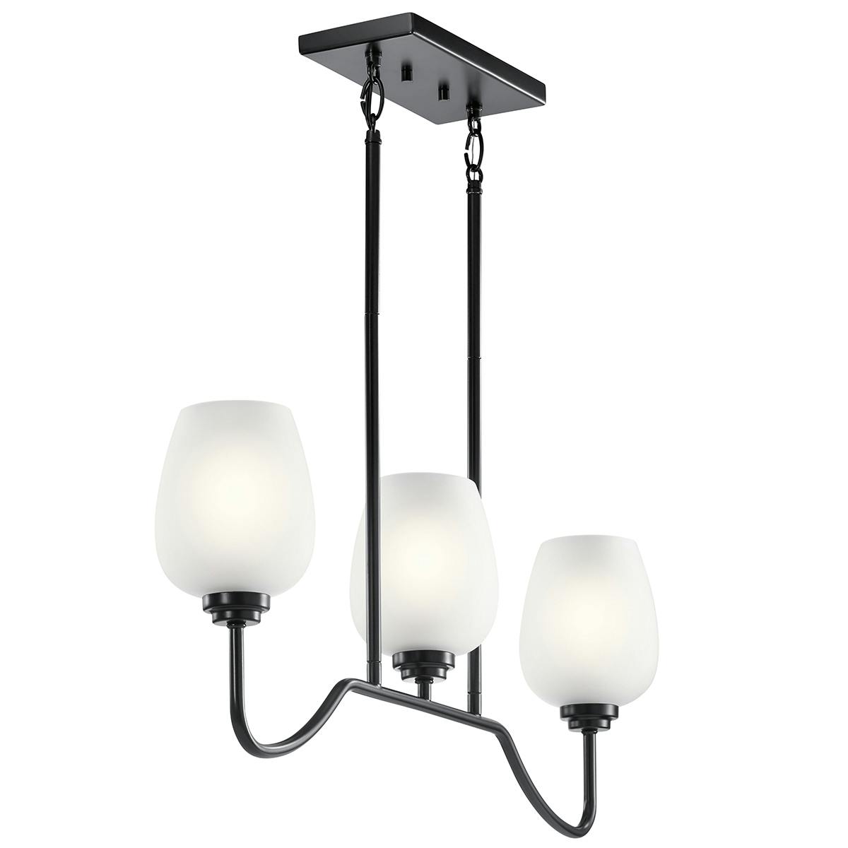 Profile view of the Valserrano™ 31"  Linear Chandelier Black on a white background