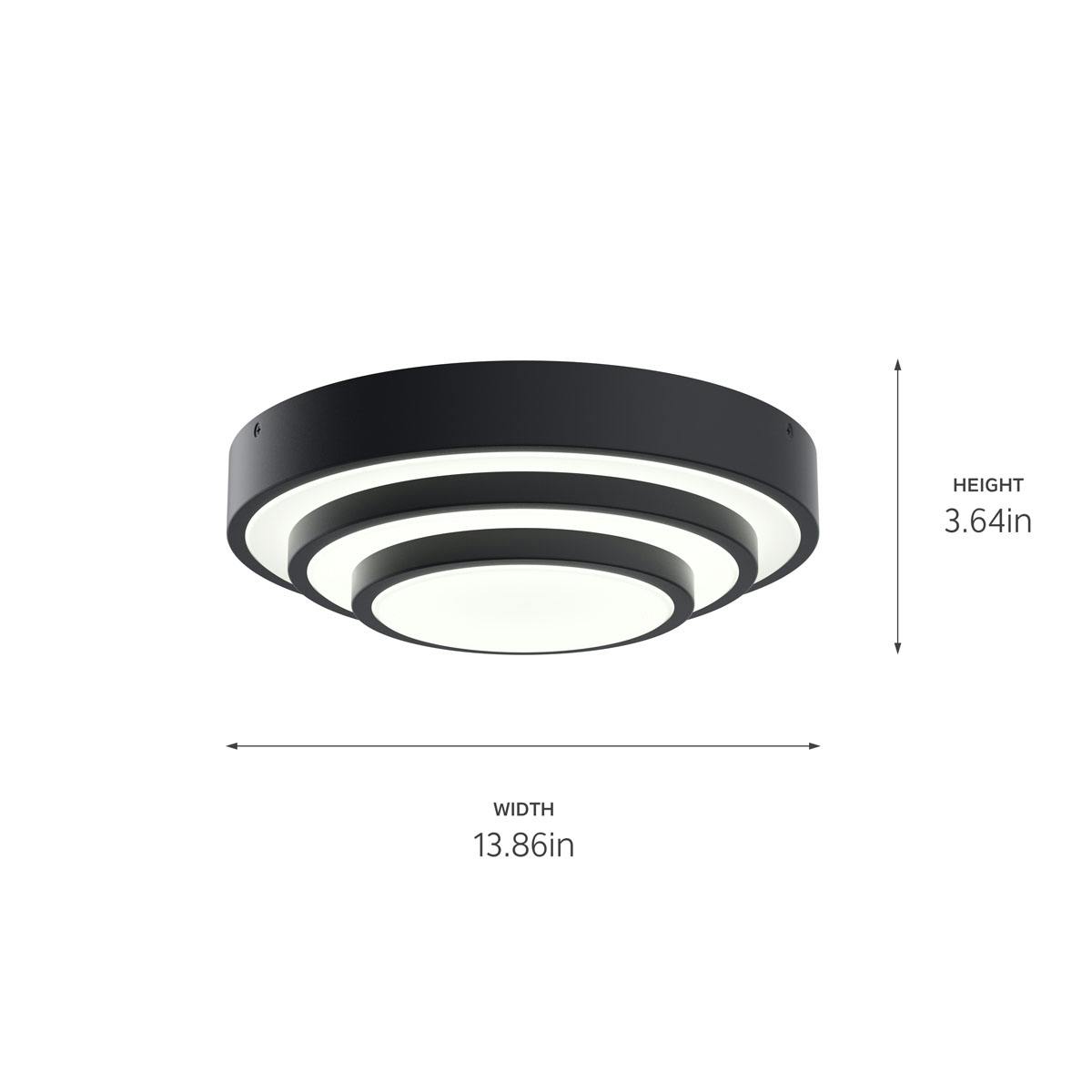 Flush Mount 84320MBK on a white background with dimensions that are also detailed on this page
