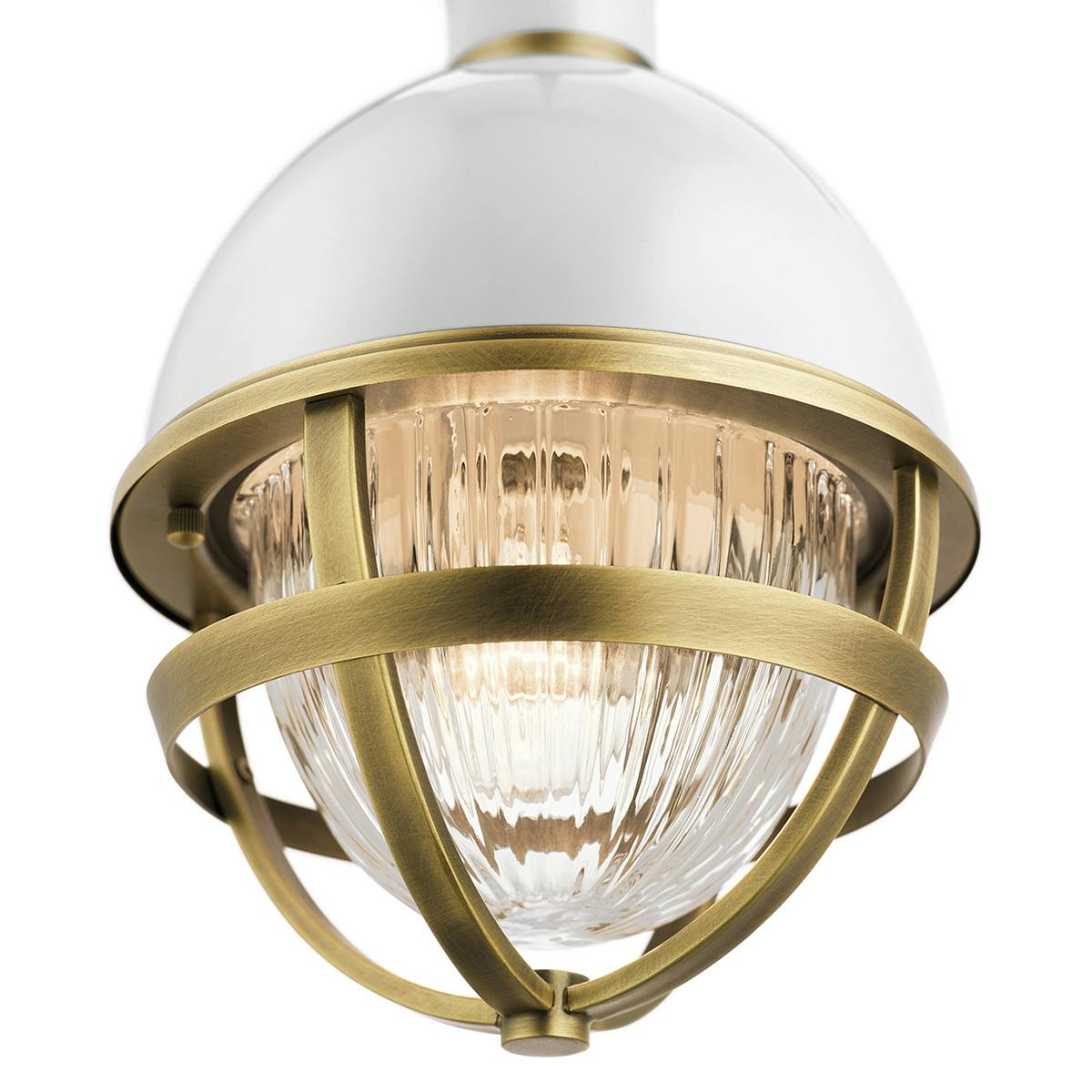 Close up view of the Tollis 12.5" 1 Light Mini Pendant Brass on a white background