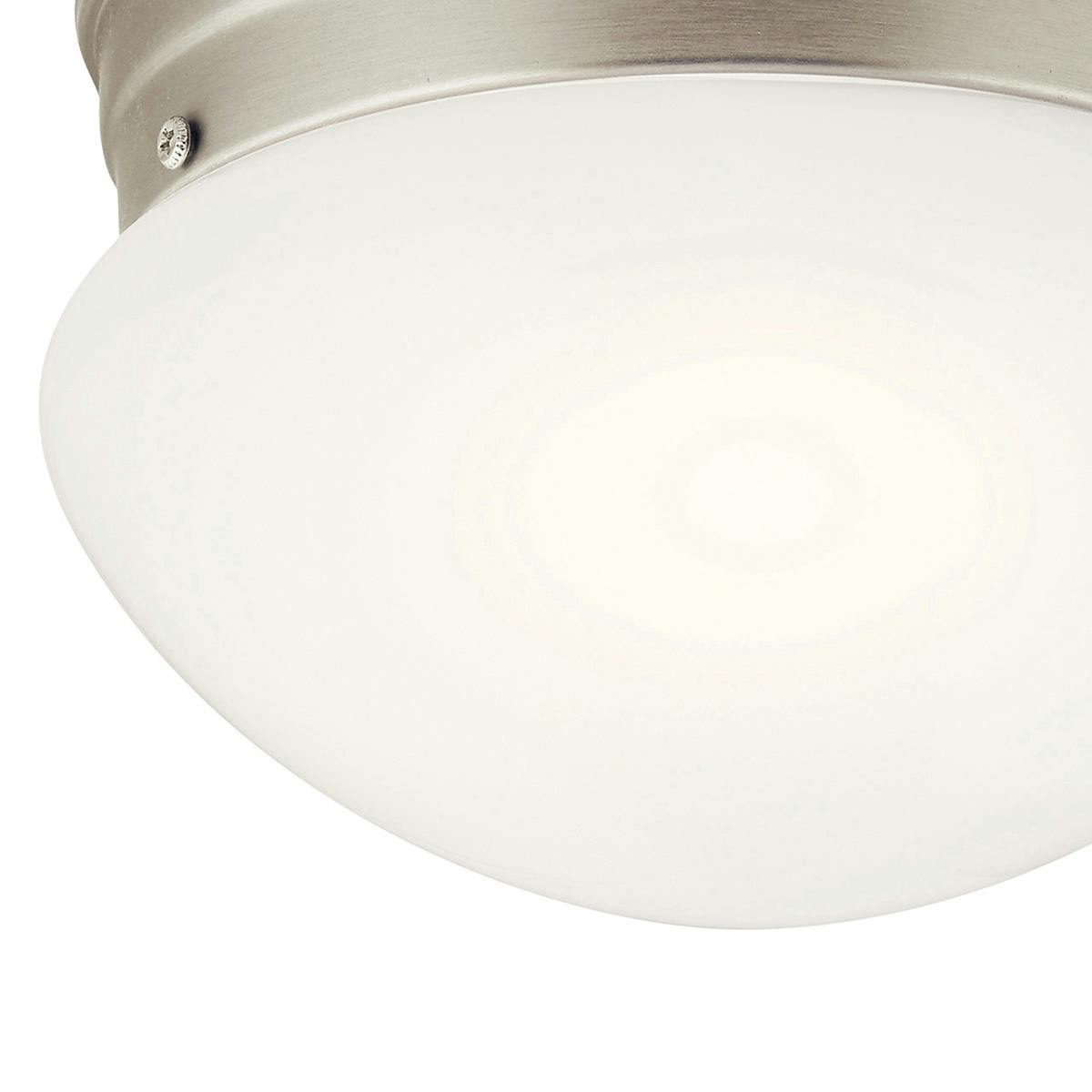 Close up view of the Ceiling Space 7.5" Flush Mount Nickel on a white background