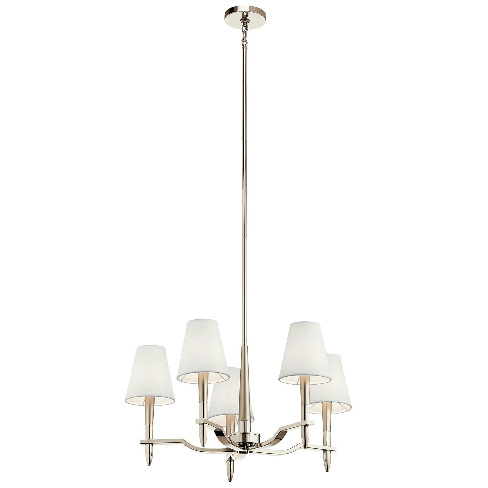 Kinsey 5 Light Chandelier Polished Nickel on a white background