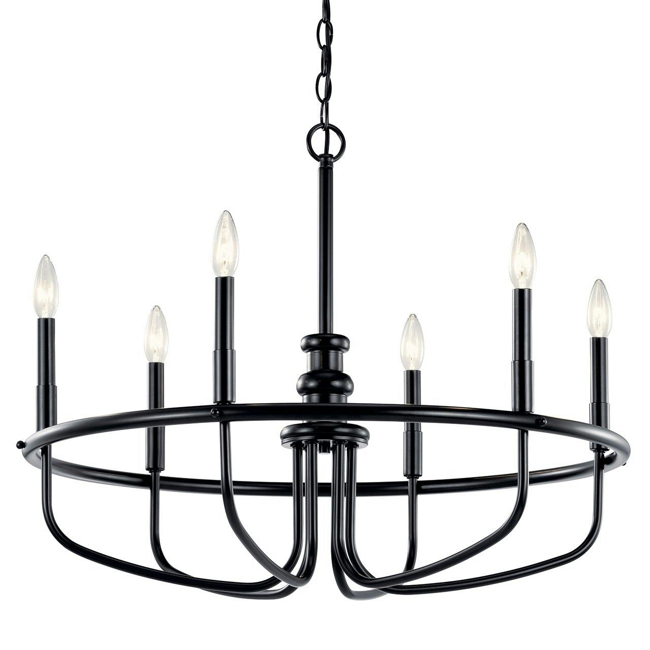 Capitol Hill 22" 6 Light Chandelier Black without the canopy on a white background