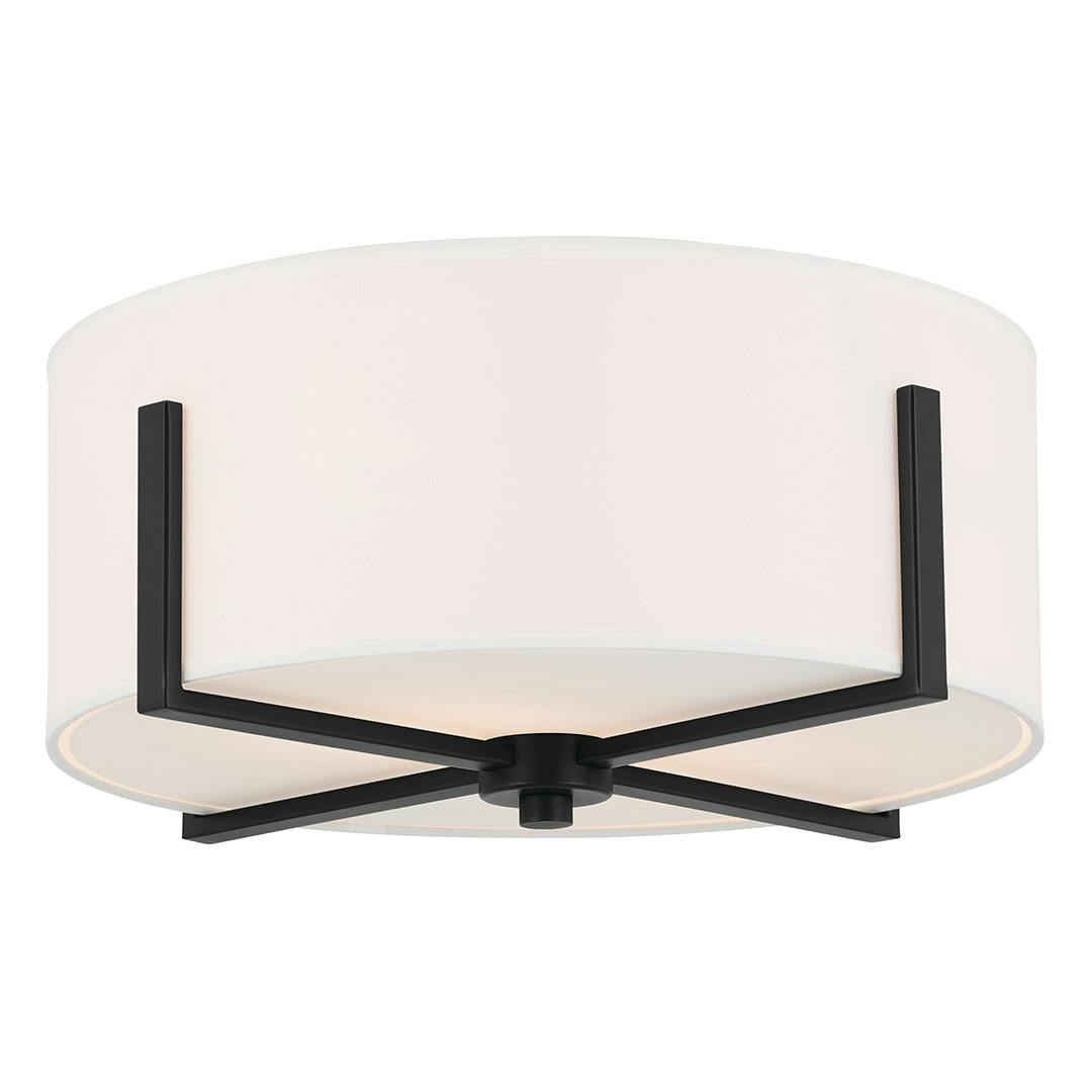 Malen 15.5 Inch 2 Light Flush Mount with White Fabric Shade in Black on a white background