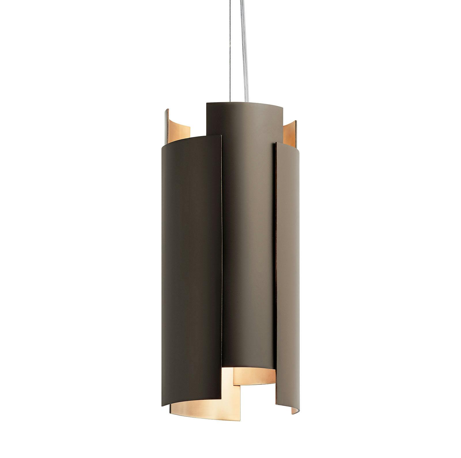 Close up view of the Moderne LED Mini Pendant Olde Bronze® on a white background