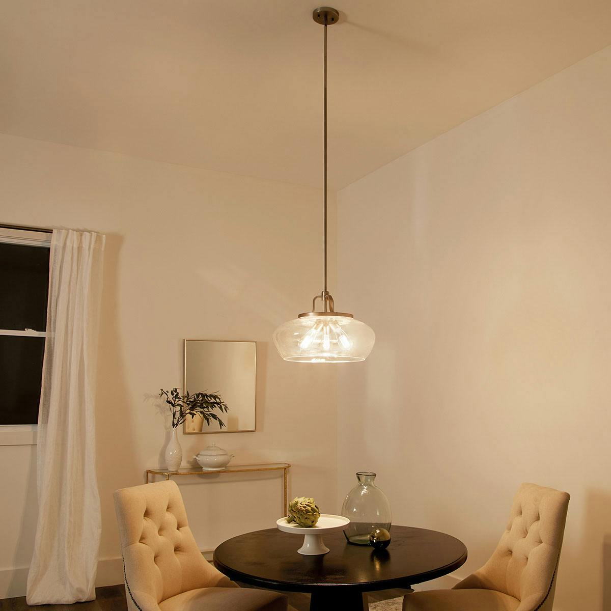 Night time dining room image featuring Davenport flush mount light 43904AP
