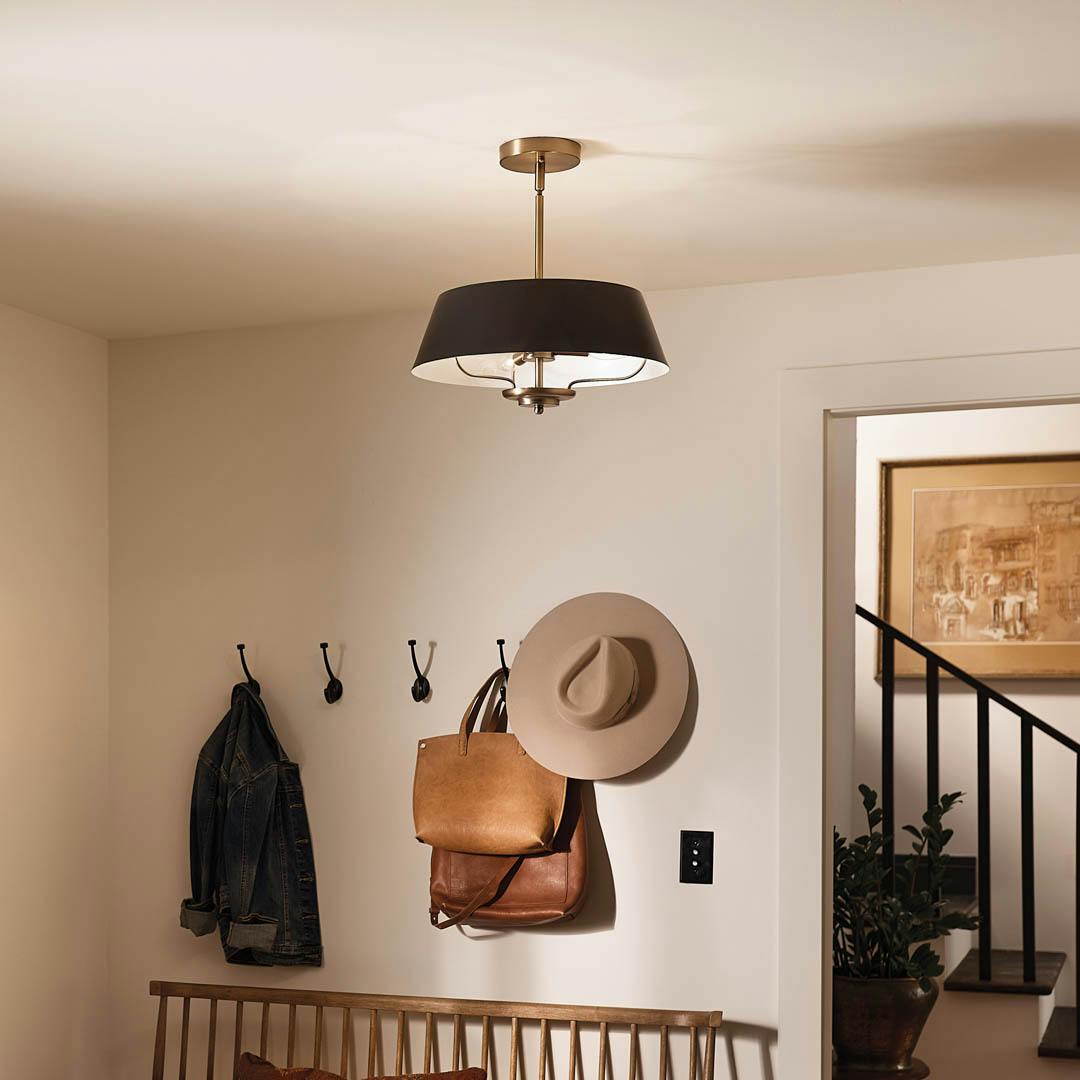Day time entryway with Luella 16" 3 Light Pendant Black
